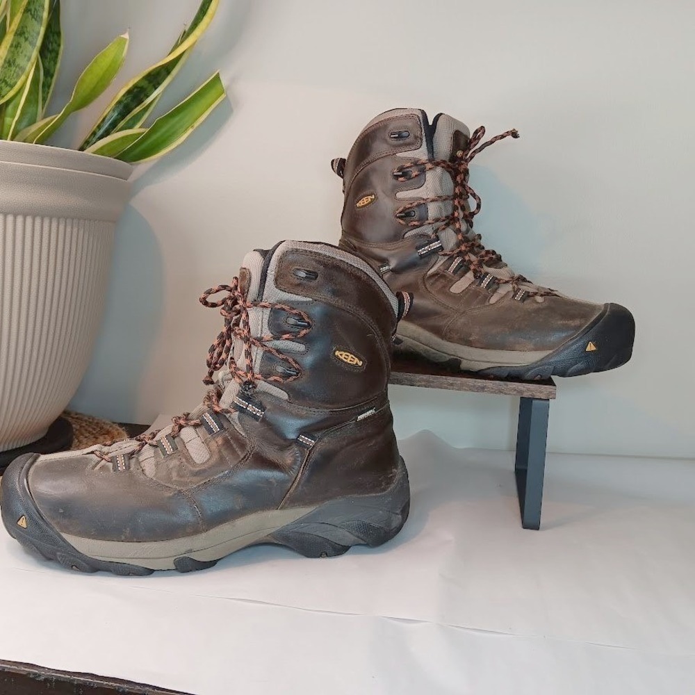 KEEN Hiking Boots Mens 13EE Brown Good Waterproof Leather  High Top Trail